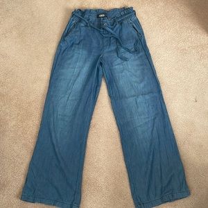 Wide leg tie front thin jeans